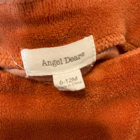 Angel Dear Burnt Orange Velour Velvet Ruffle Overall Pants Jumpsuit - Picture 6 of 7